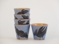 Becher S, 0,15l, blau mit Rabe