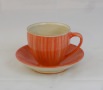 Kugeltasse 0,3 l, m. Untertasse, rot gekämmt